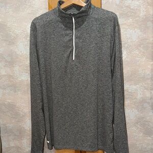 Jockey Men's Gray Heather Quarter-Zip Turtleneck Pullover